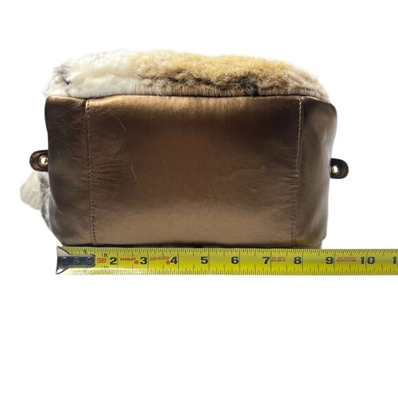 Pritzi Faux Fur Tassel Ball Bronze Mini Shoulder Bag Boho Festival Hippie Chic - Picture 13 of 16